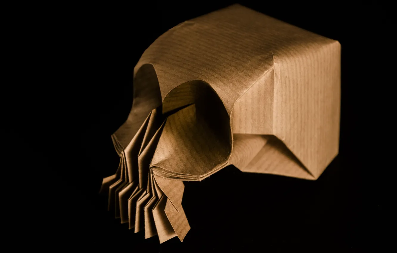 Фото обои бумага, фон, череп, оригами