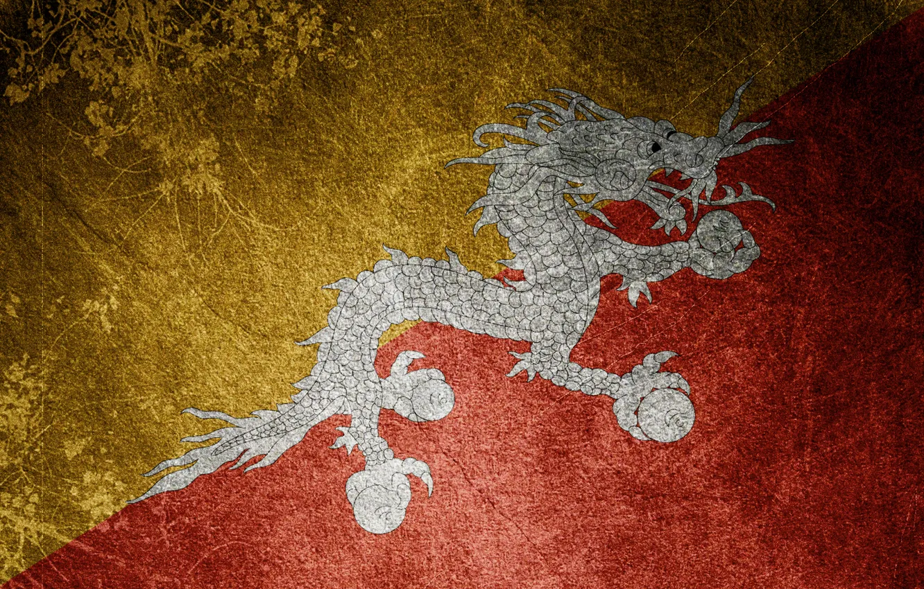 Фото обои дракон, флаг, Бутан