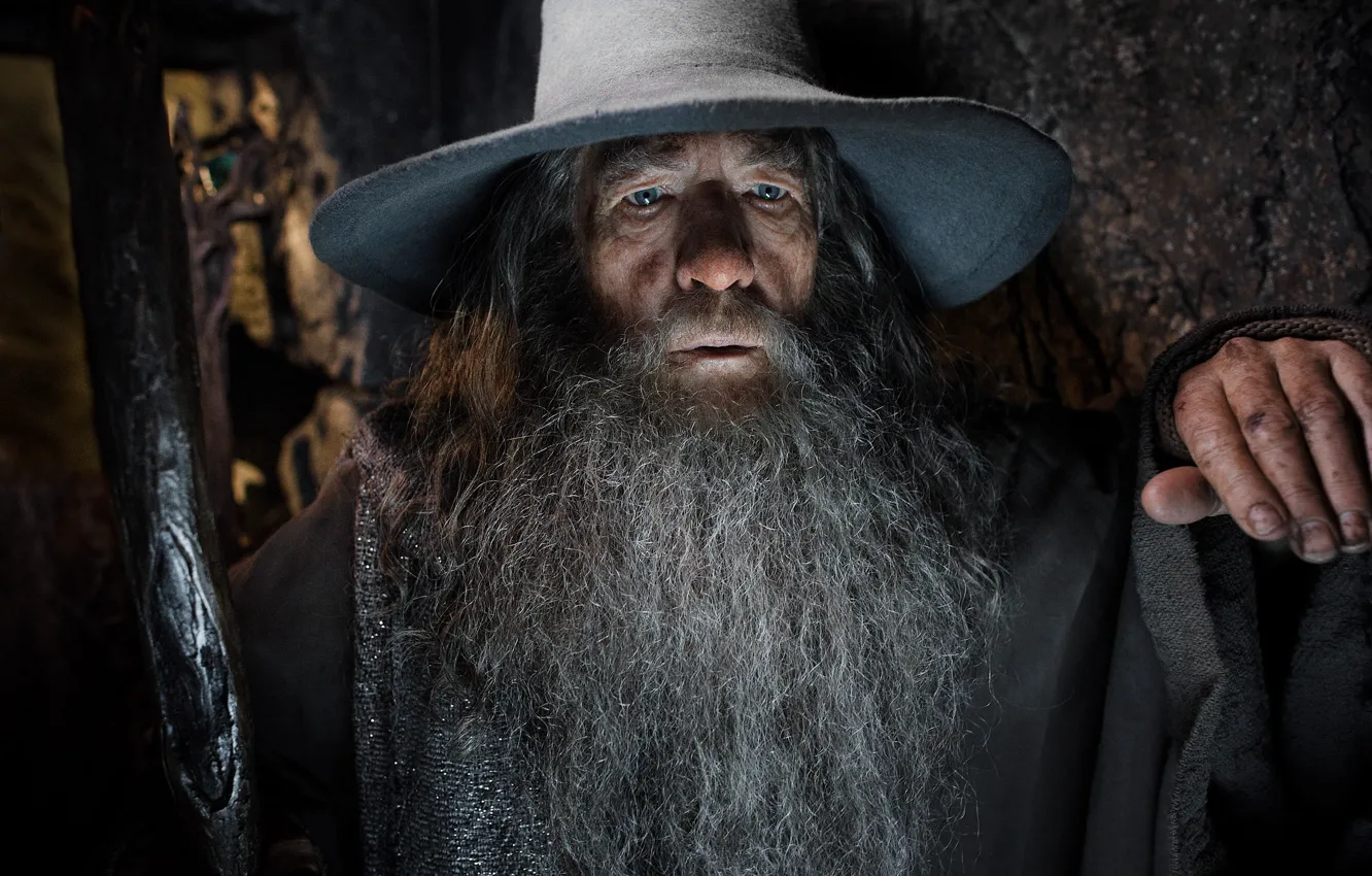 Фото обои Gandalf, Ian McKellen, The Hobbit, Lord of the Rings, magician, gray beard