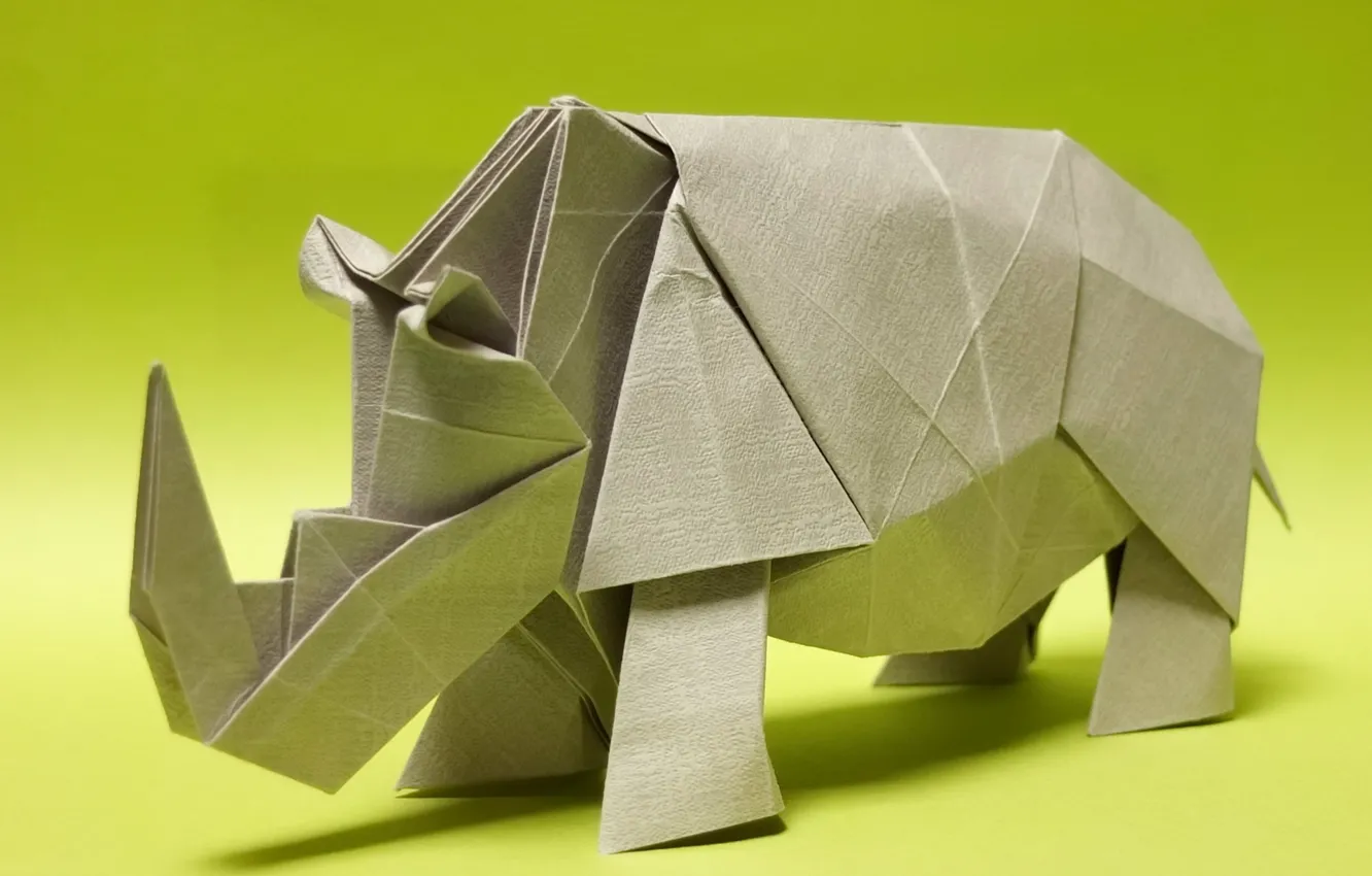 Фото обои бумага, носорог, оригами