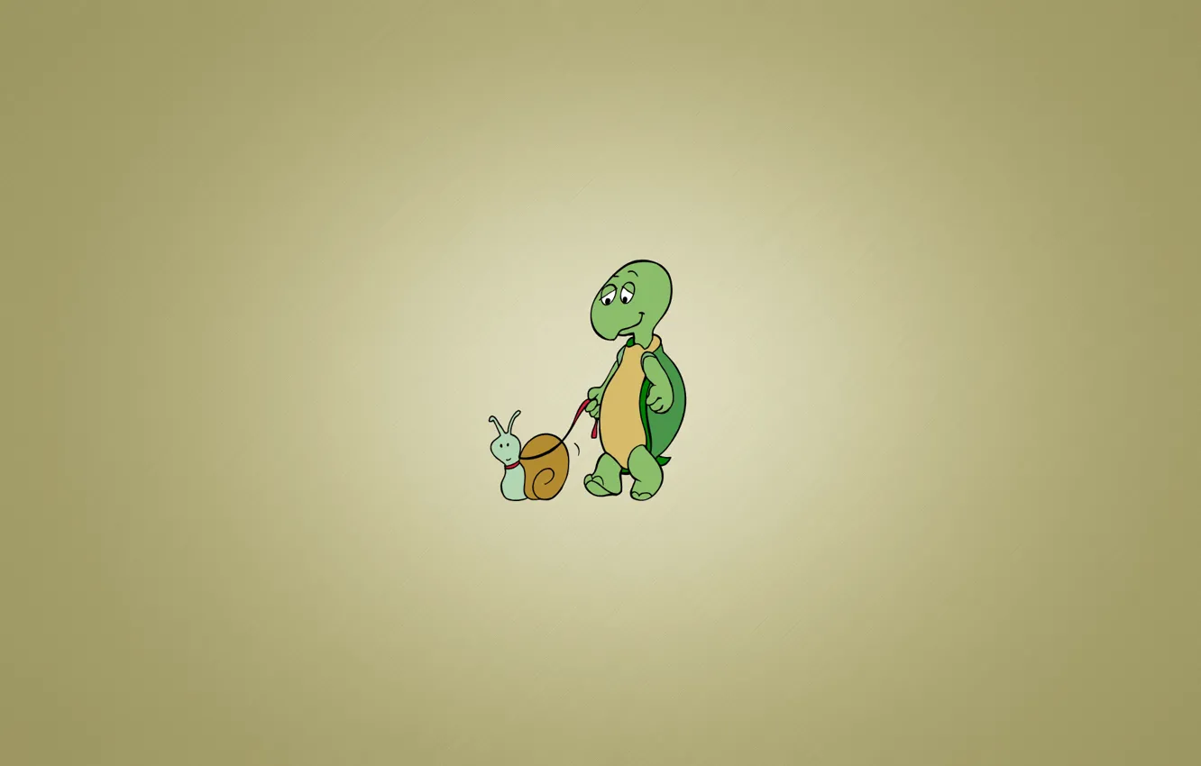 Фото обои черепаха, улитка, минимализм, поводок, turtle, snail, выгуливает