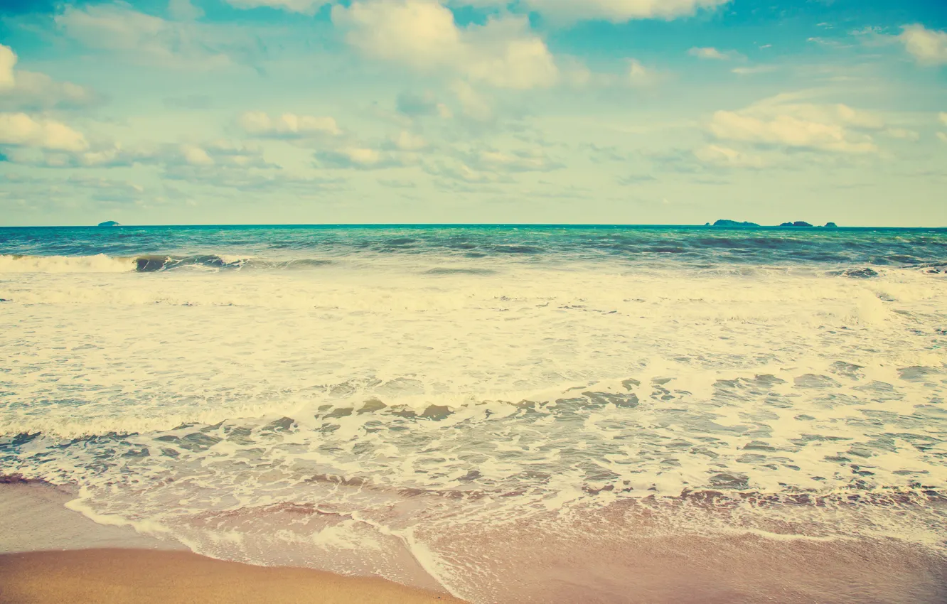 Фото обои песок, море, волны, пляж, лето, небо, summer, beach
