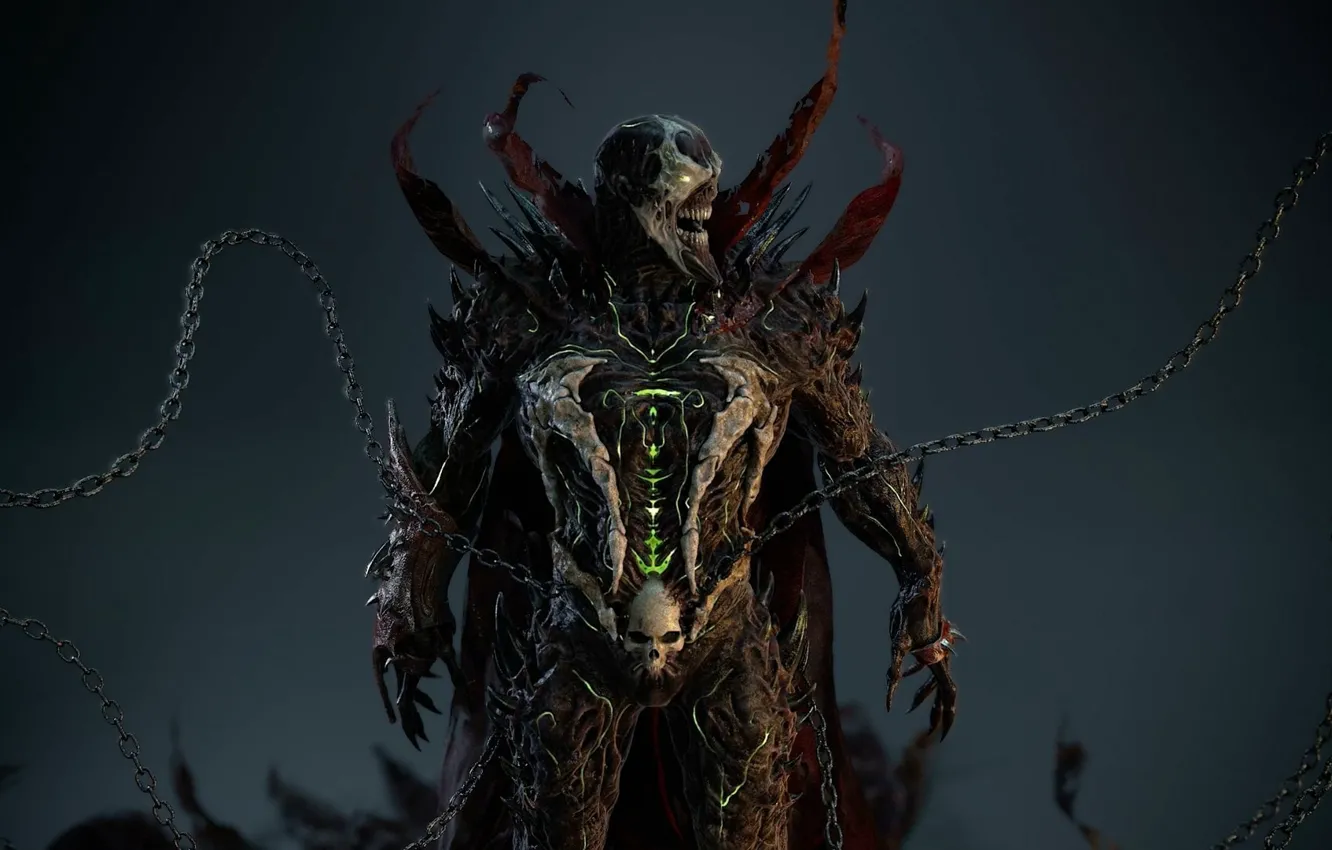 Фото обои demon, спаун, suit, chains, spawn, hellspawn, necroplasma