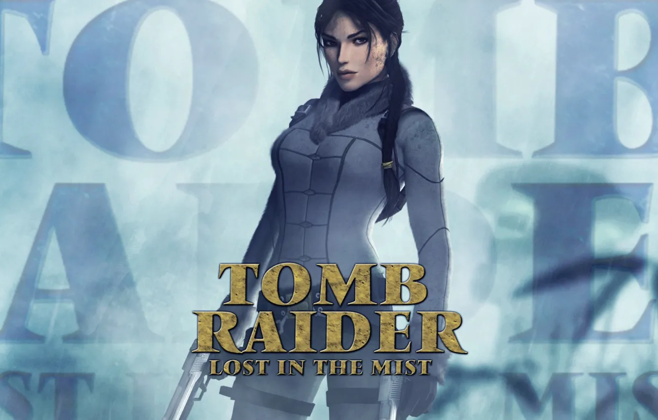 Фото обои девушка, туман, пистолеты, lara croft, tomb raider, Tomb Raider: Lost in the Mist