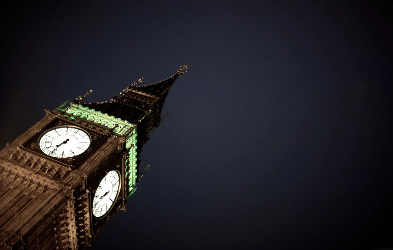 Фото обои ночь, часы, англия, лондон, британия, big ben