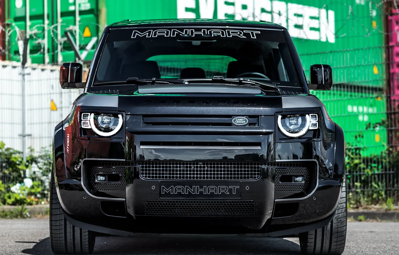 Фото обои Land Rover, Front, Black, Defender, Face, Manhart, 2021, DP500