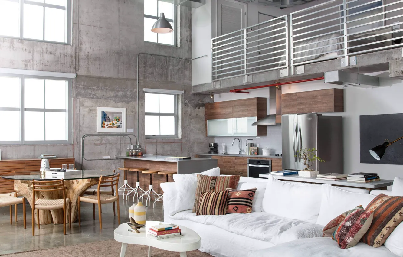 Фото обои стиль, интерьер, кухня, столовая, Design Loft in Miami Shores