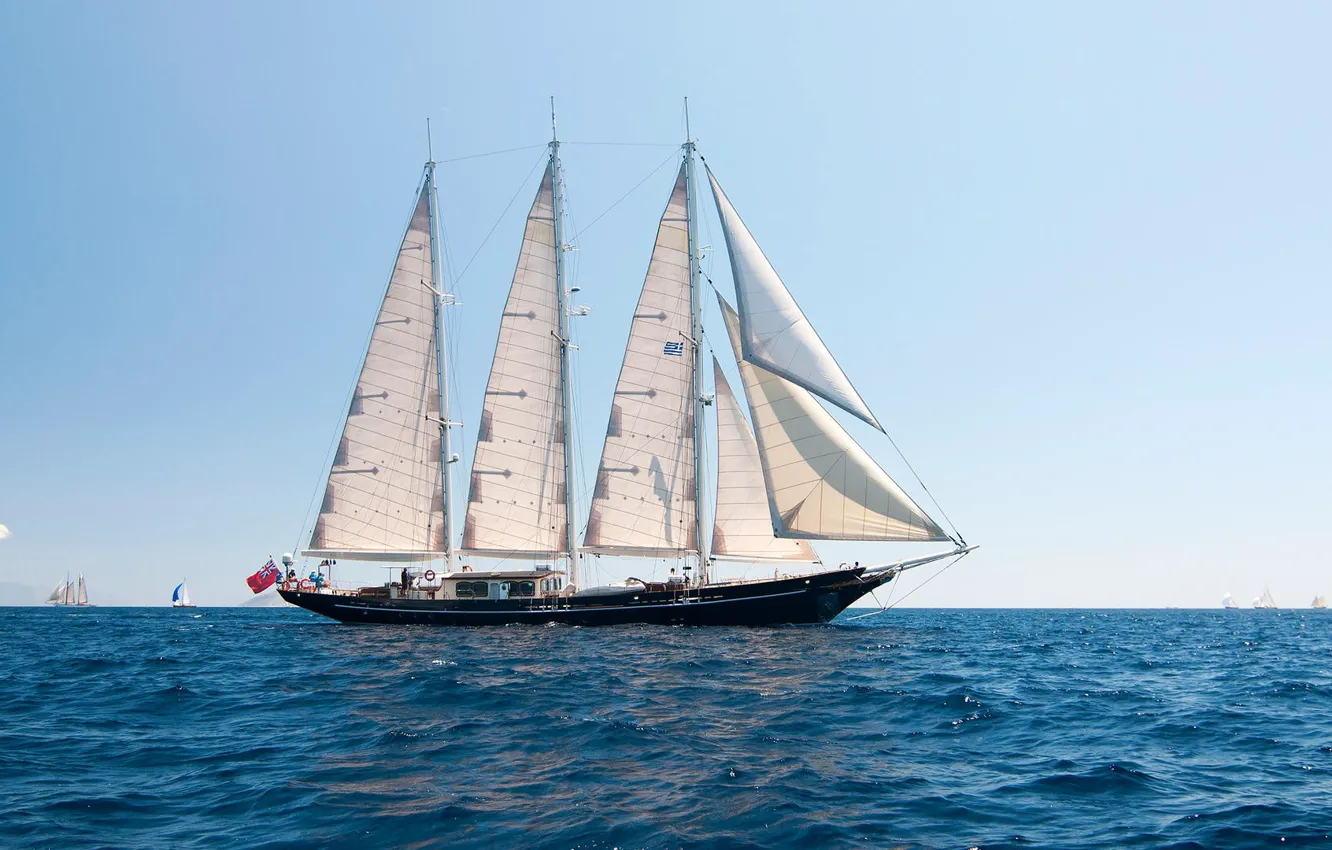 Фото обои океан, корабль, парусник, трехмачтовый, Malcolm Miller, группа Red Ensign, Британские заморские территории, sailing yacht profile
