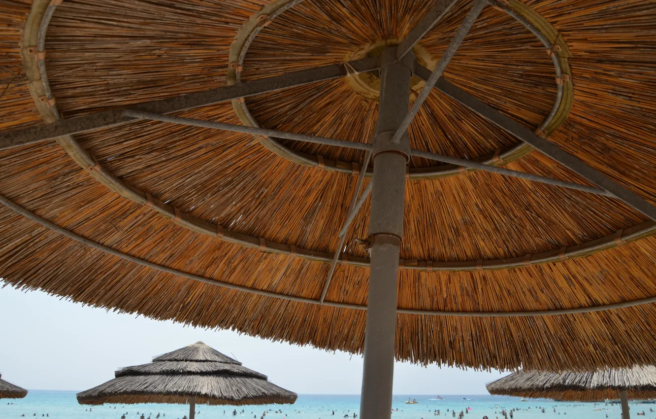 Фото обои море, пляж, лето, зонтики, summer, beach, sun, cyprus