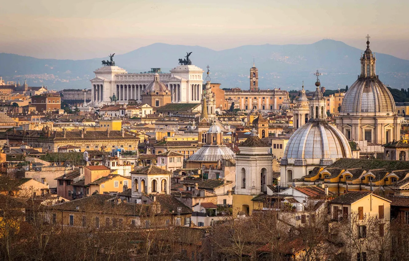 Фото обои город, здания, дома, Рим, Италия, панорама, архитектура, Italy