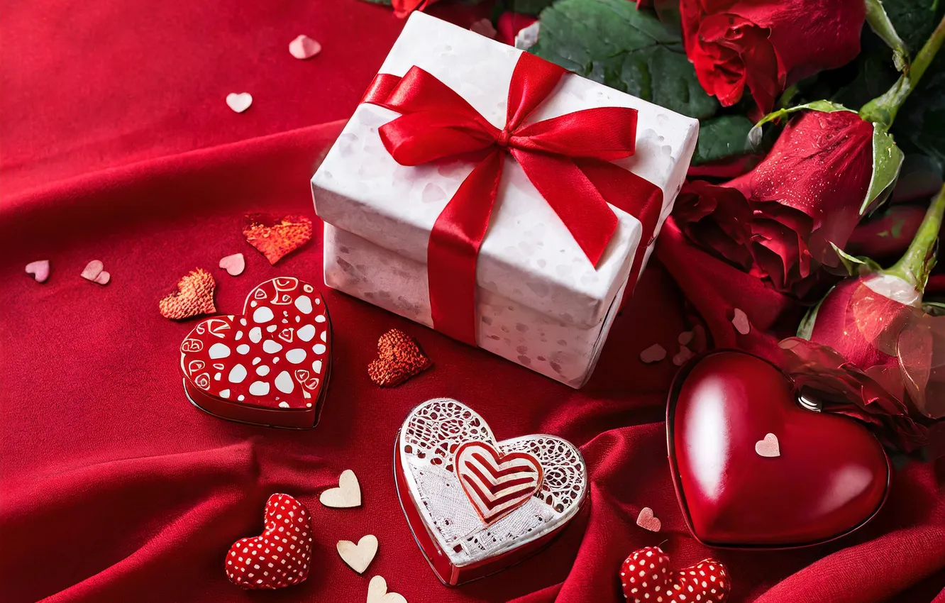 Фото обои любовь, цветы, подарок, романтика, сердце, розы, букет, love