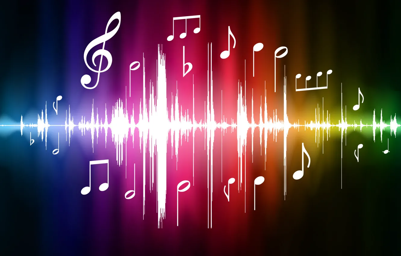 Фото обои цвета, абстракция, ноты, Музыка, music