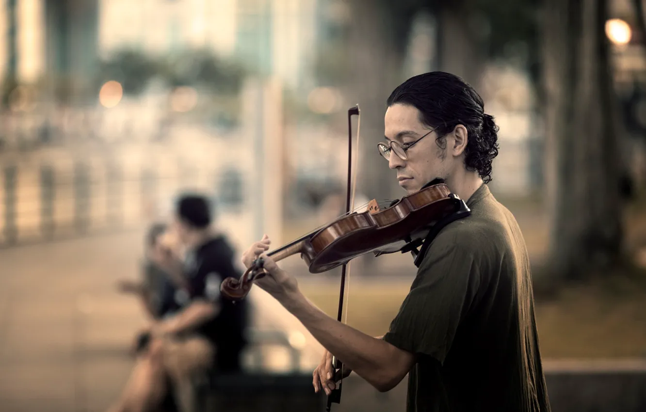 Фото обои музыка, улица, скрипка