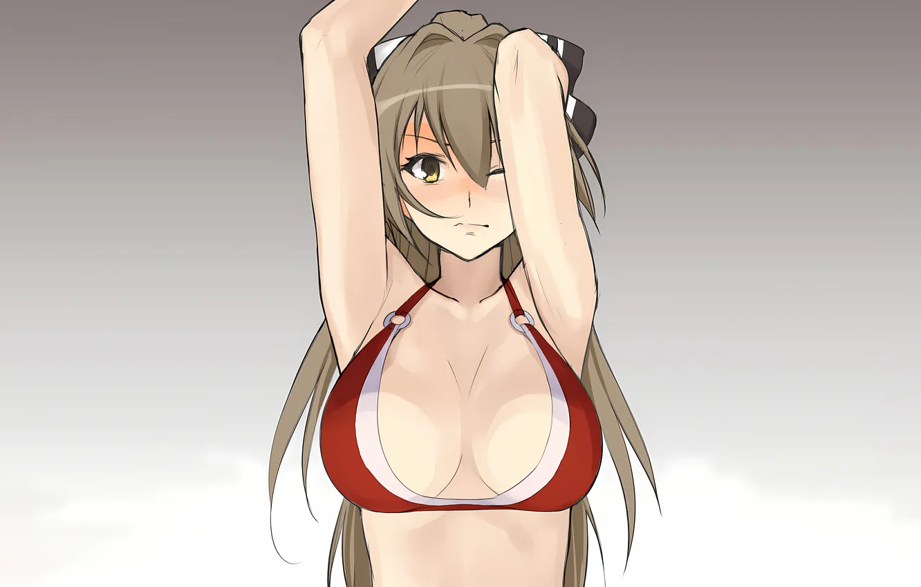 Фото обои girl, sexy, cleavage, long hair, boobs, sexy girl, anime, beautiful