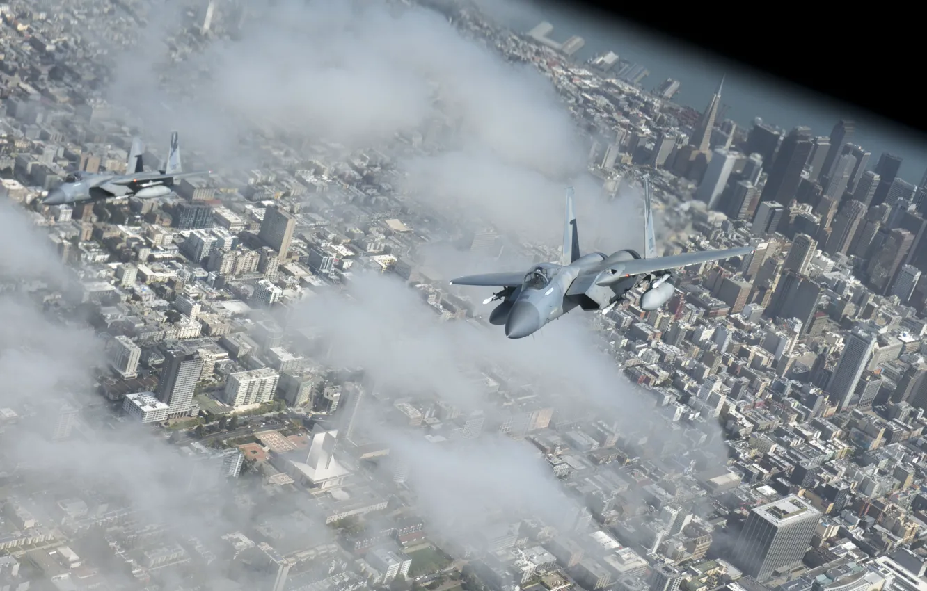 Фото обои Eagle, ВВС США, Одноместный, четвёртого поколения, McDonnell Douglas, F-15C, американский всепогодный истребитель, завоевания превосходства в …
