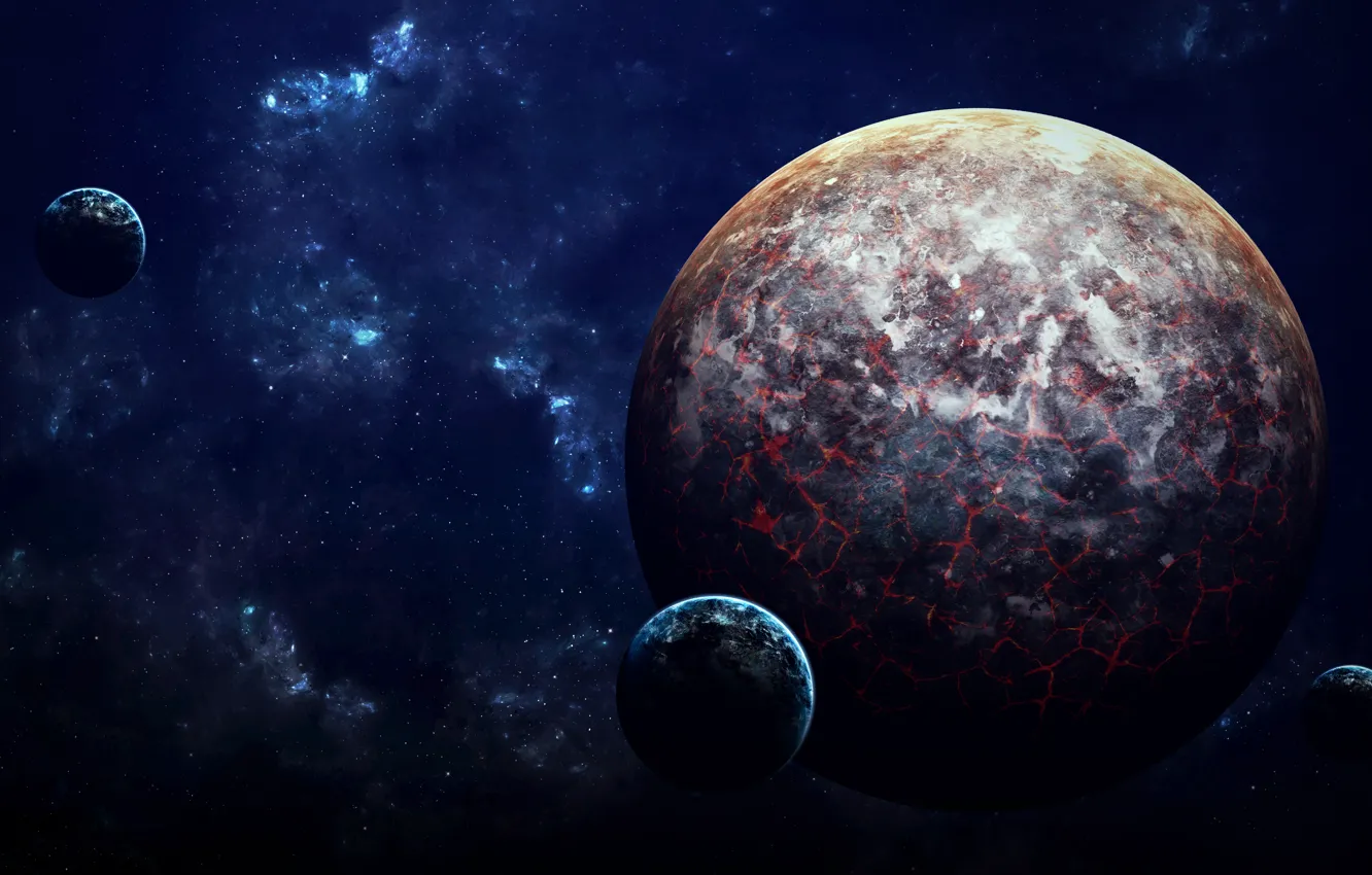 Фото обои planets, lava, sci fi