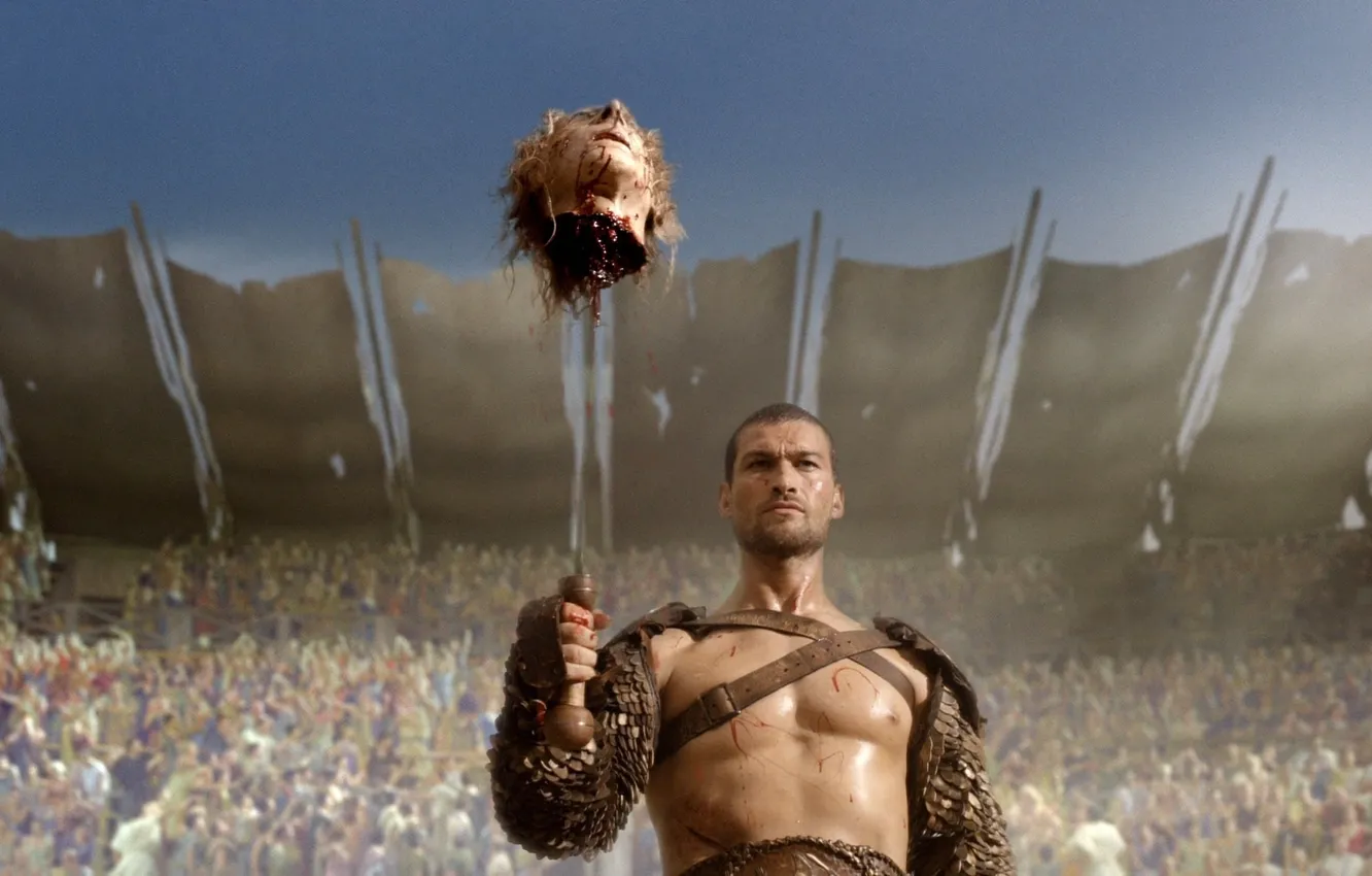 Фото обои голова, сериал, Spartacus, Andy Whitfield, казнь, гладиатор, песок и кровь, спартак