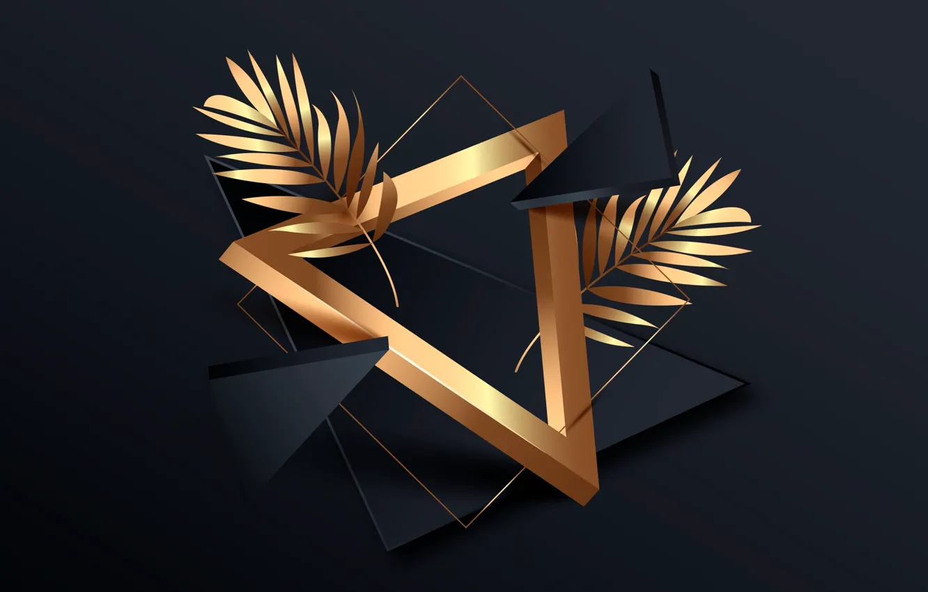 Фото обои абстракция, темный фон, вектор, элементы, черный фон, позолота