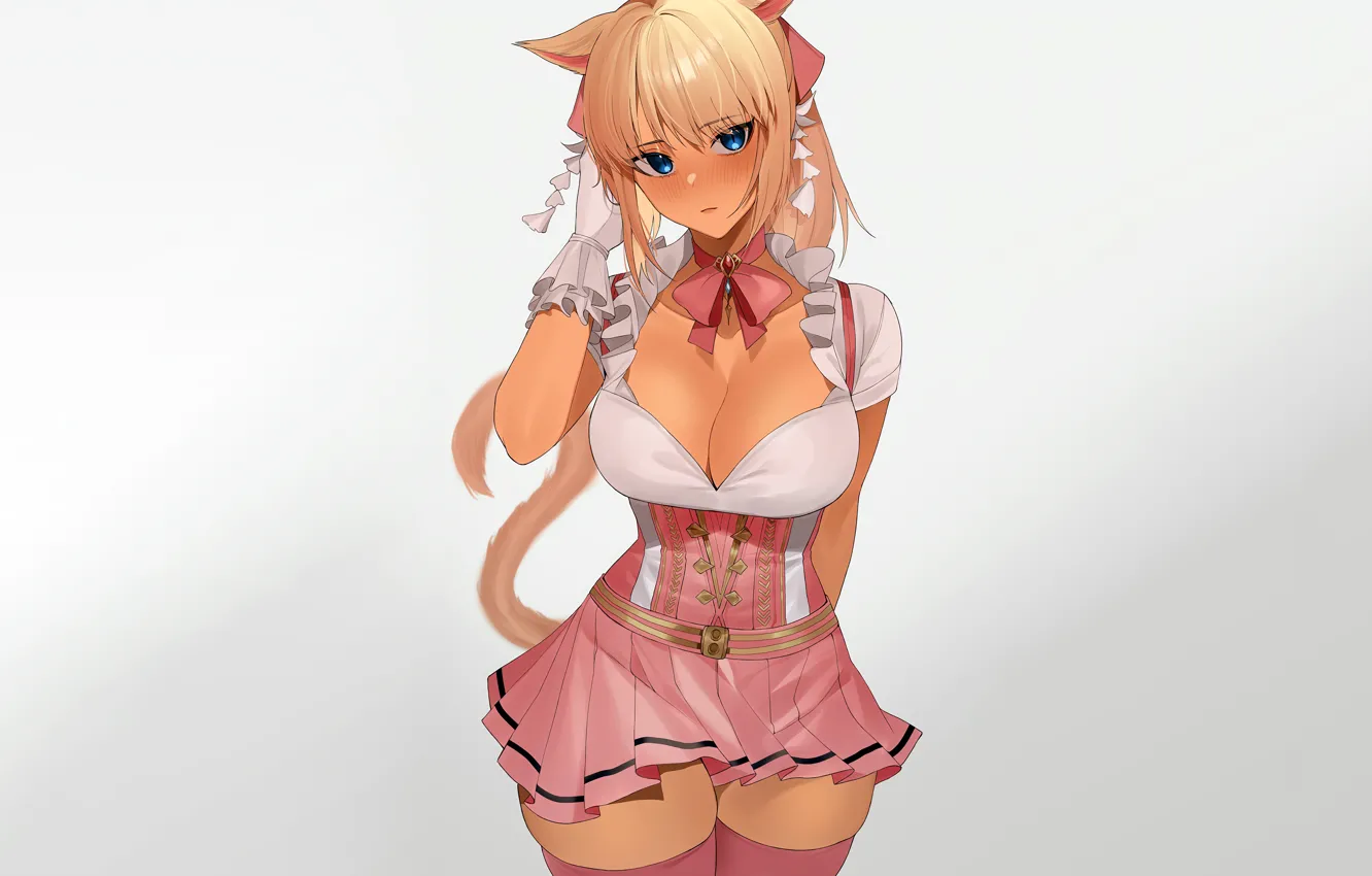 Фото обои girl, sexy, Final Fantasy, cleavage, thighhighs, long hair, dress, boobs