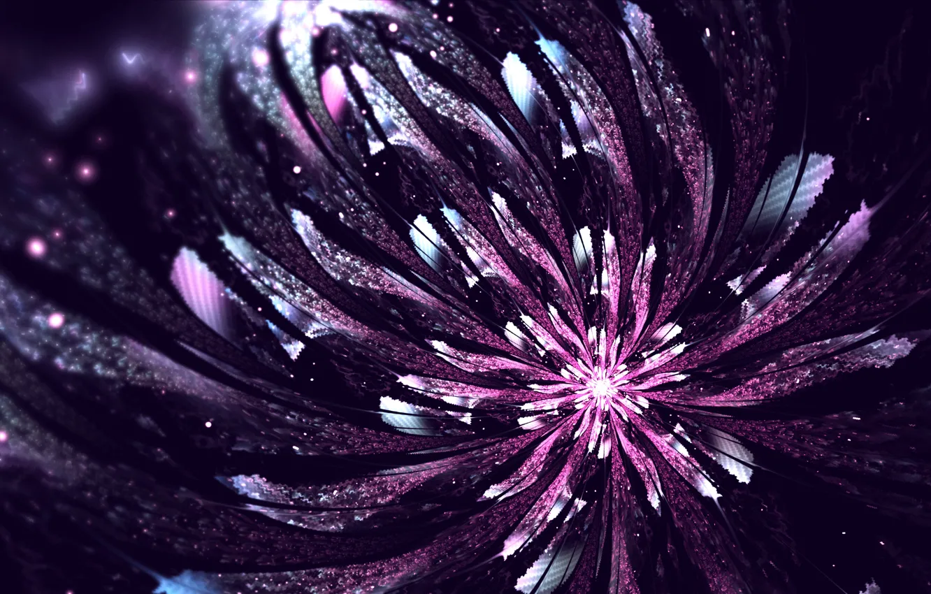 Фото обои flower, digital, glow, abstraction, purple, fractal
