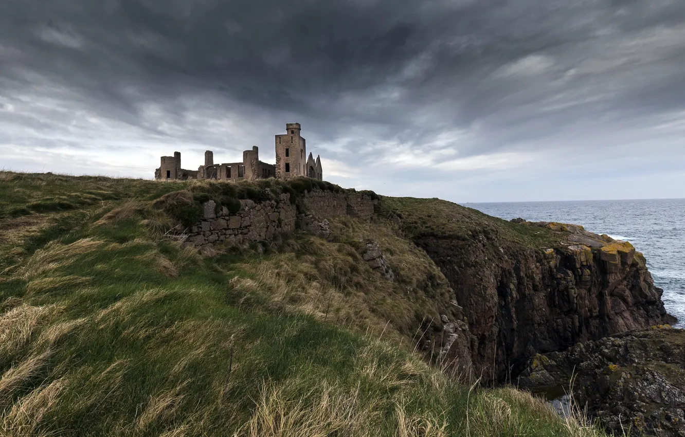 Фото обои sunset, Scotland, Slains Castle