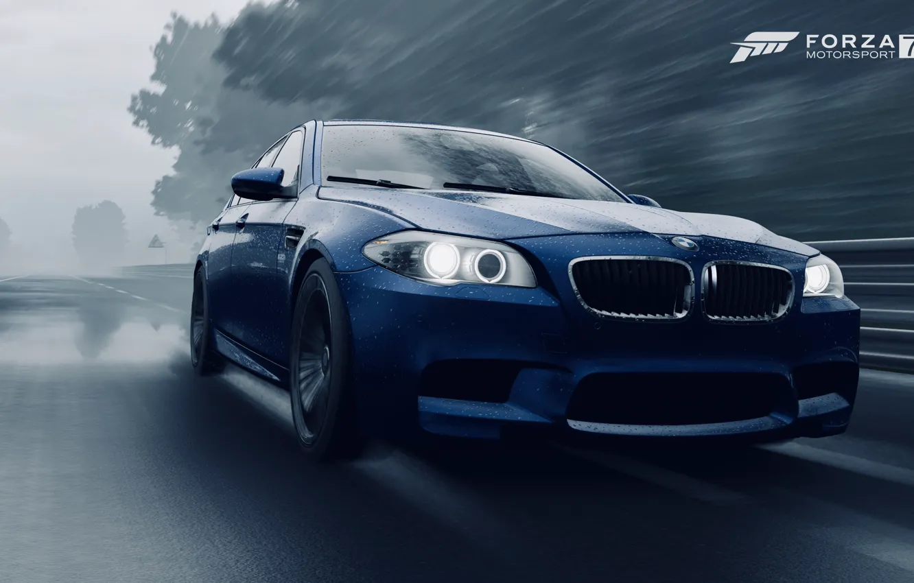 Фото обои HDR, BMW, Speed, Rain, Game, F10, 5er, FM7