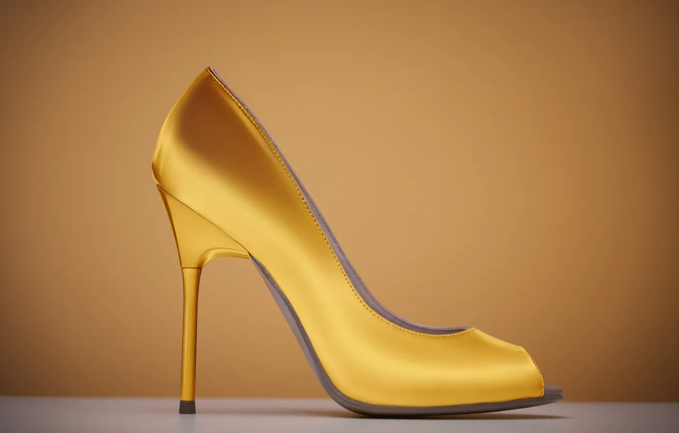 Фото обои golden, gold, fashion, woman, yellow, background, one, shoes