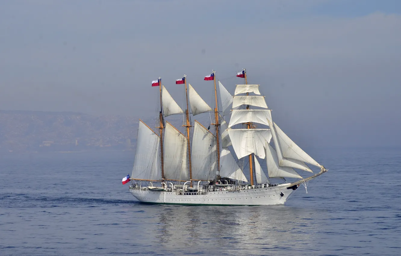 Фото обои баркентина, Esmeralda, (BE-43), чилийских ВМС, учебное, парусное судно