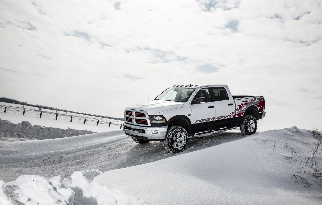 Фото обои зима, снег, Dodge, додж, пикап, Power Wagon, Crew Cab, 2014