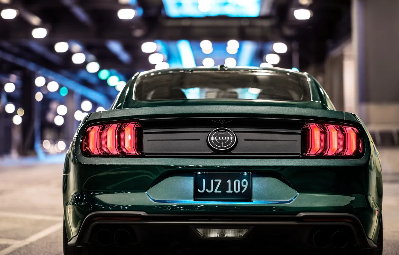 Фото обои Mustang, Ford, вид сзади, 2018, Bullitt