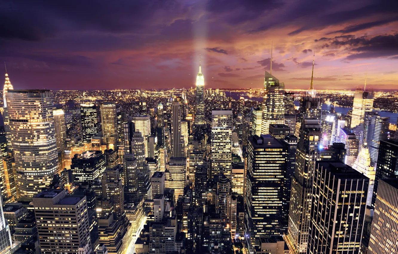 Фото обои небо, город, ночной