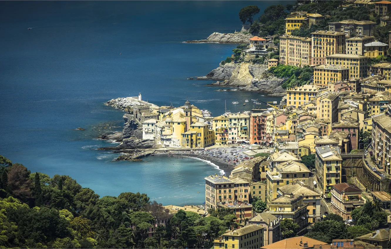 Фото обои море, побережье, Италия, Лигурия, Liguria, Камольи