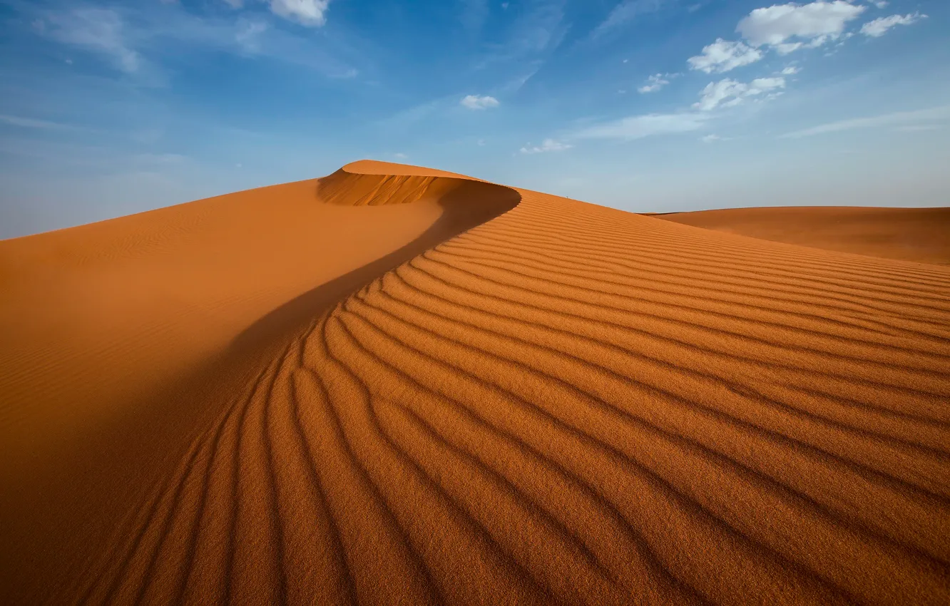 Фото обои песок, небо, облака, барханы, пустыня, дюны