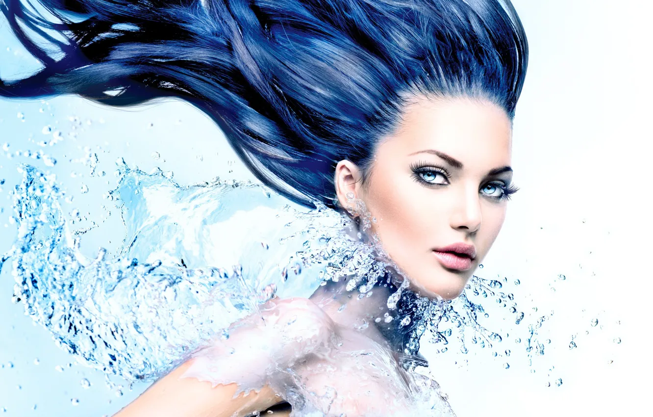 Фото обои water, splash, hair, look, effects