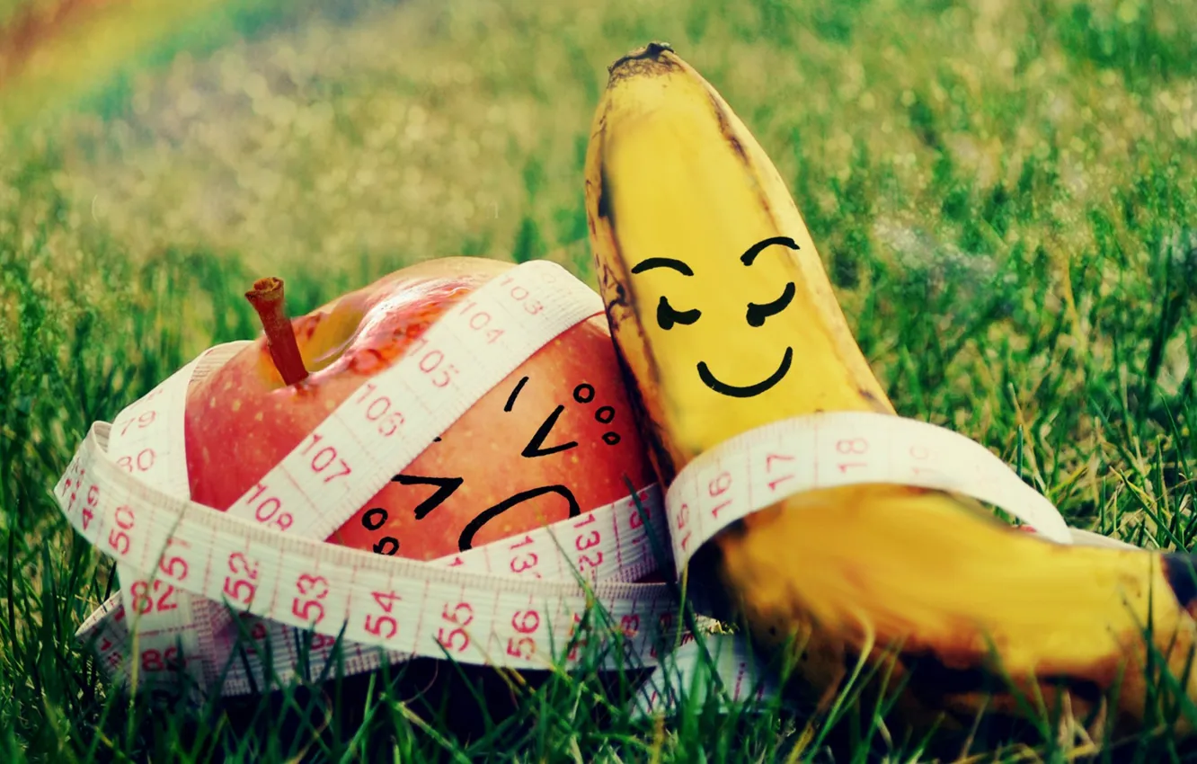 Фото обои apple, mood, banana, fruits