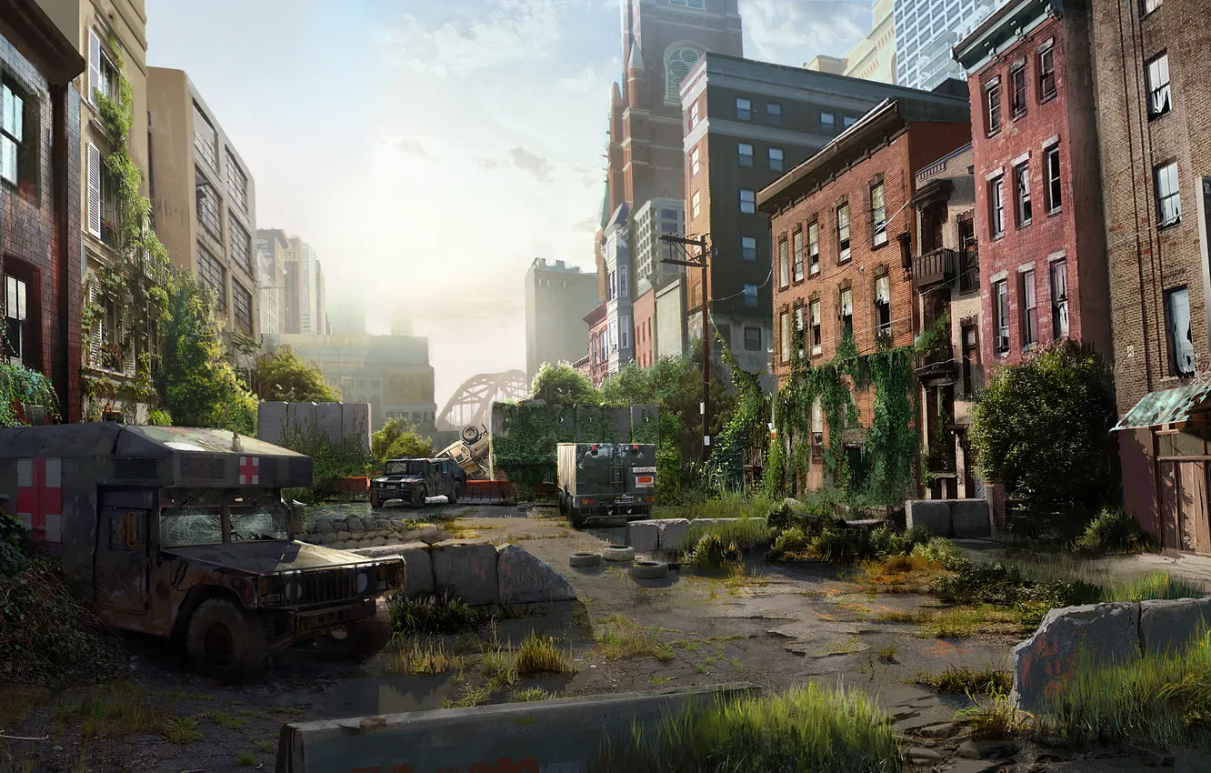 Фото обои машины, город, апокалипсис, эпидемия, The Last of Us