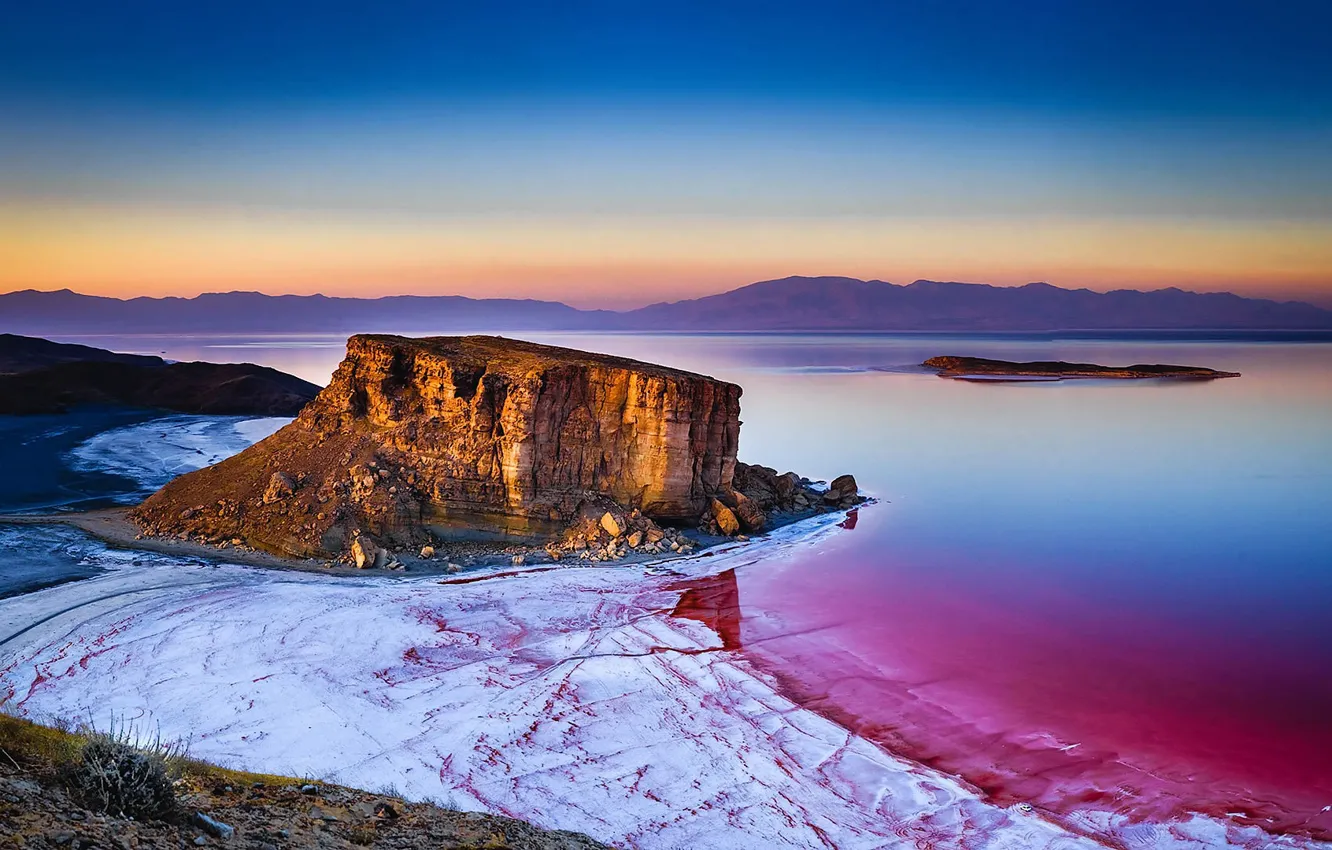 Фото обои colorful, lake, sunrise, Iran, saltwater, Lake Urmia
