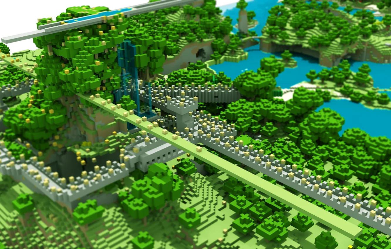 Фото обои minecraft, tilt-shift, маинкрафт