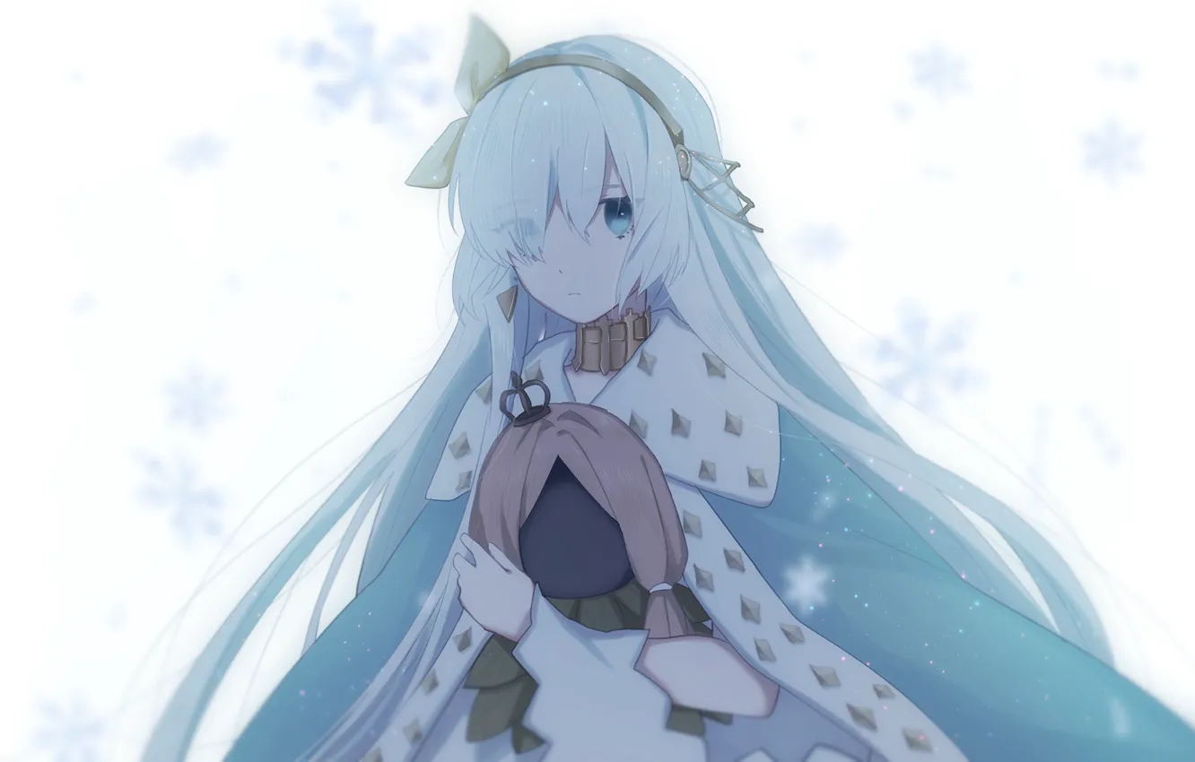 Фото обои взгляд, девушка, снежинки, Fate / Grand Order