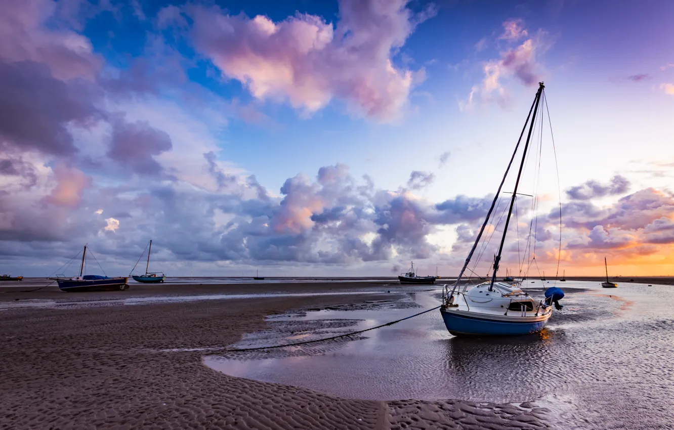 Фото обои берег, лодка, водоем