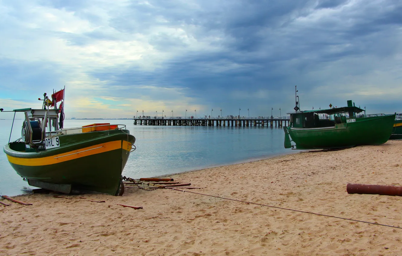 Фото обои beach, sea, water, boats