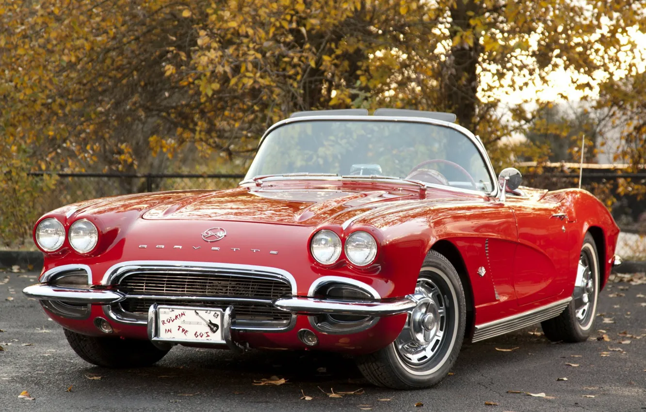 Фото обои Corvette, Chevrolet, Red, 1962, Old car