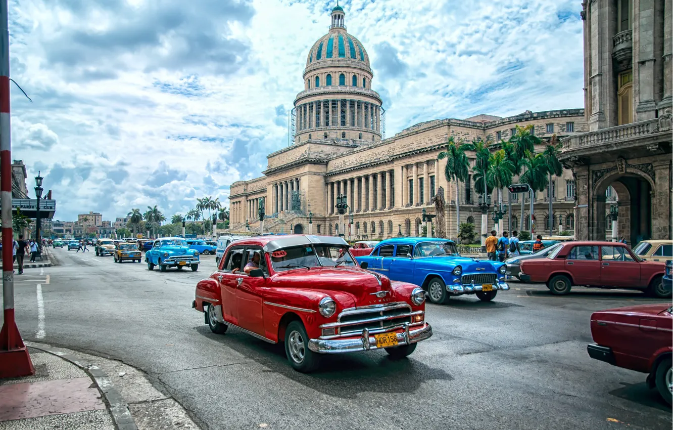 Фото обои Авто, Город, Куба, Cuba, Гавана