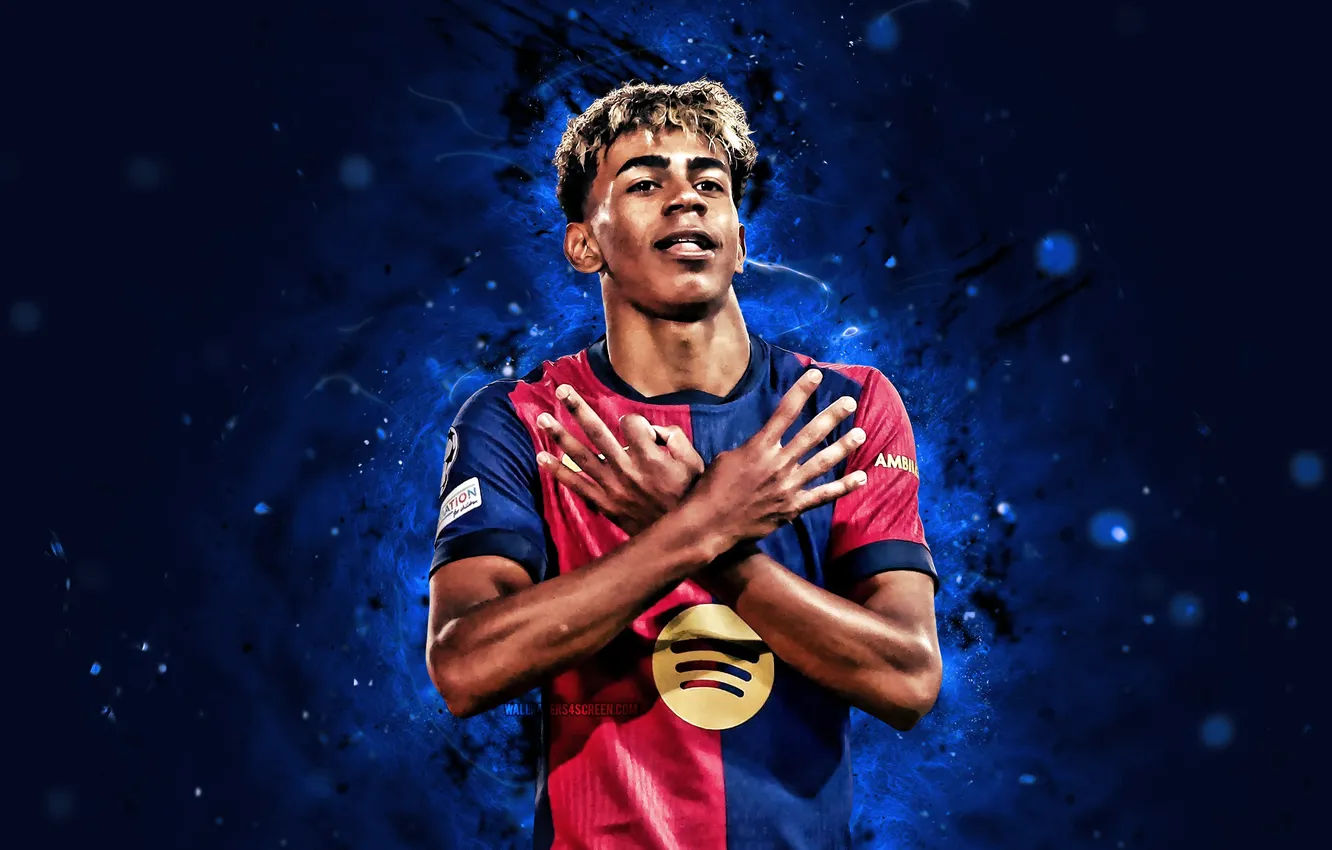 Фото обои Football, Barcelona, Soccer, Barca, Lamine Yamal, Yamal