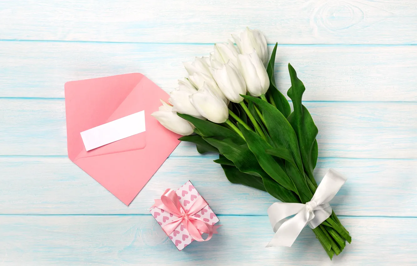Фото обои любовь, подарок, букет, love, romantic, tulips, valentine's day, letter