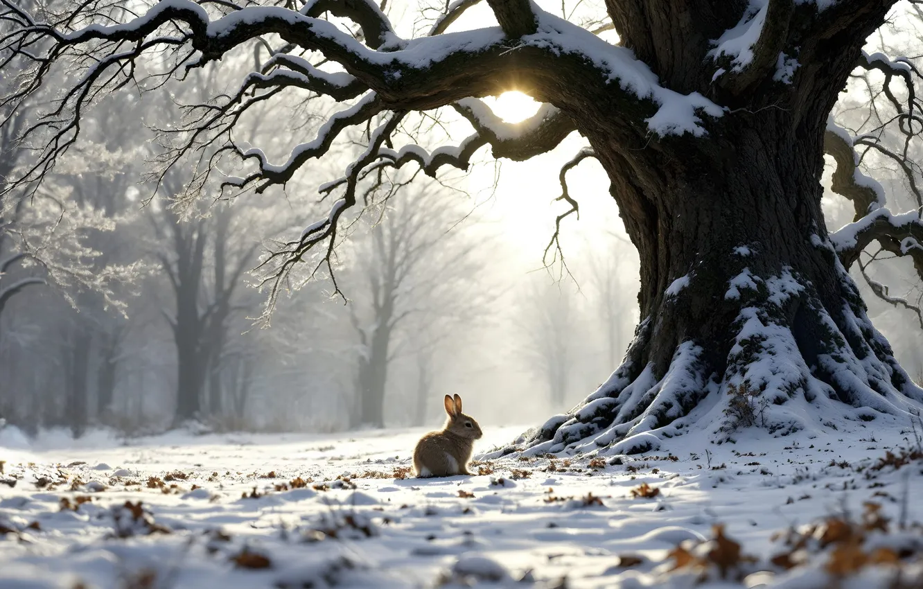 Фото обои зима, лес, снег, деревья, природа, forest, nature, winter