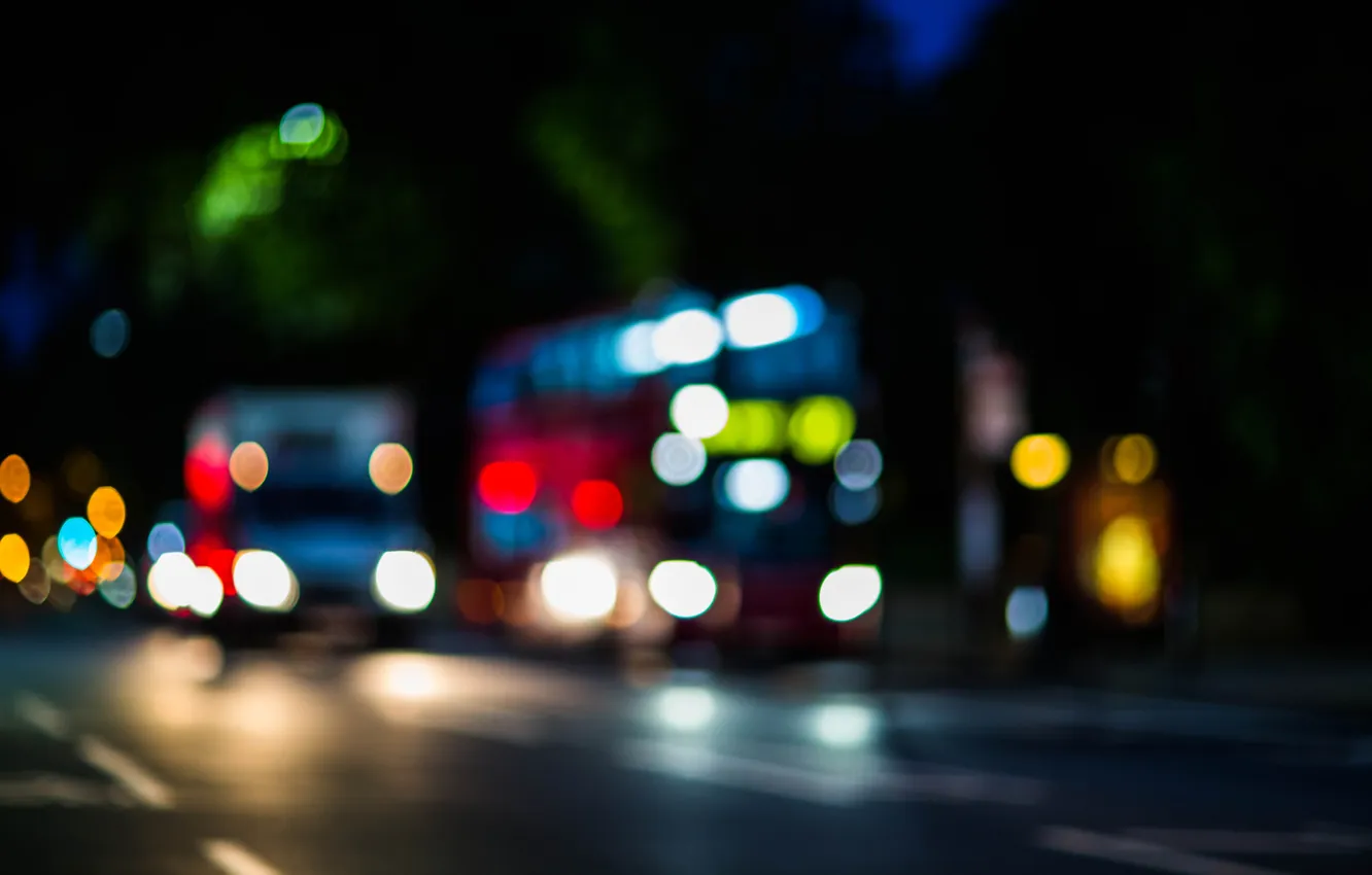 Фото обои город, улица, Англия, Лондон, фонари, двухэтажный автобус