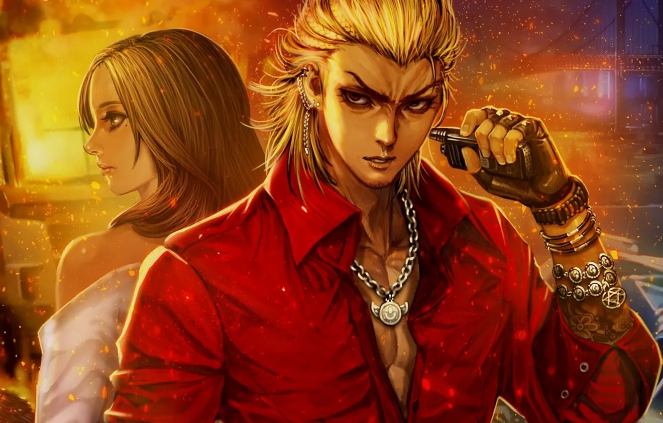 Фото обои девушка, игра, парень, Furyou Michi Gang Road