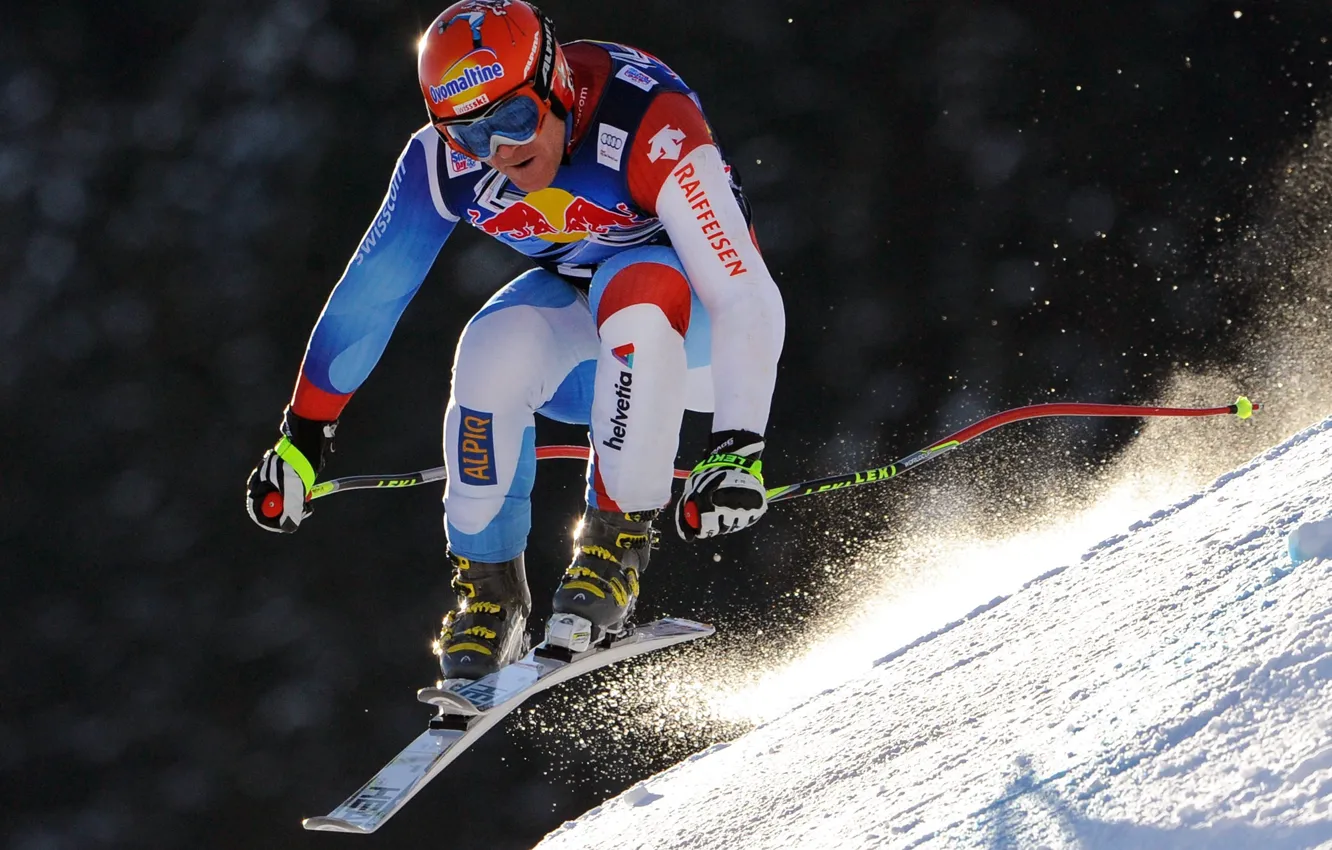 Фото обои снег, трасса, Head, горные лыжи, Leki, ski, Didier Cuche