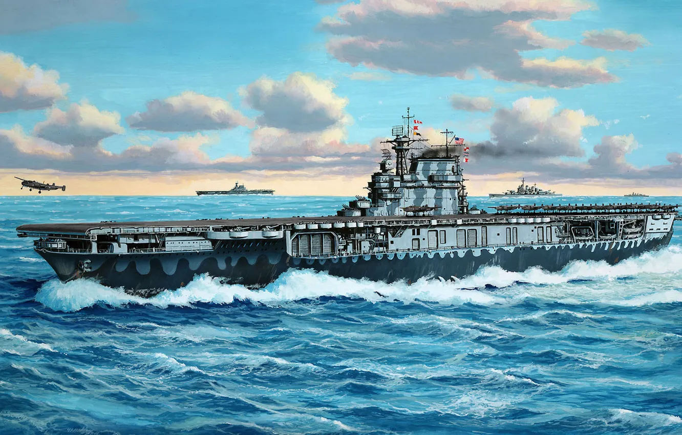 Фото обои Хорнет, ВМС США, CV-8, USS Hornet, авианосец США типа «Йорктаун»